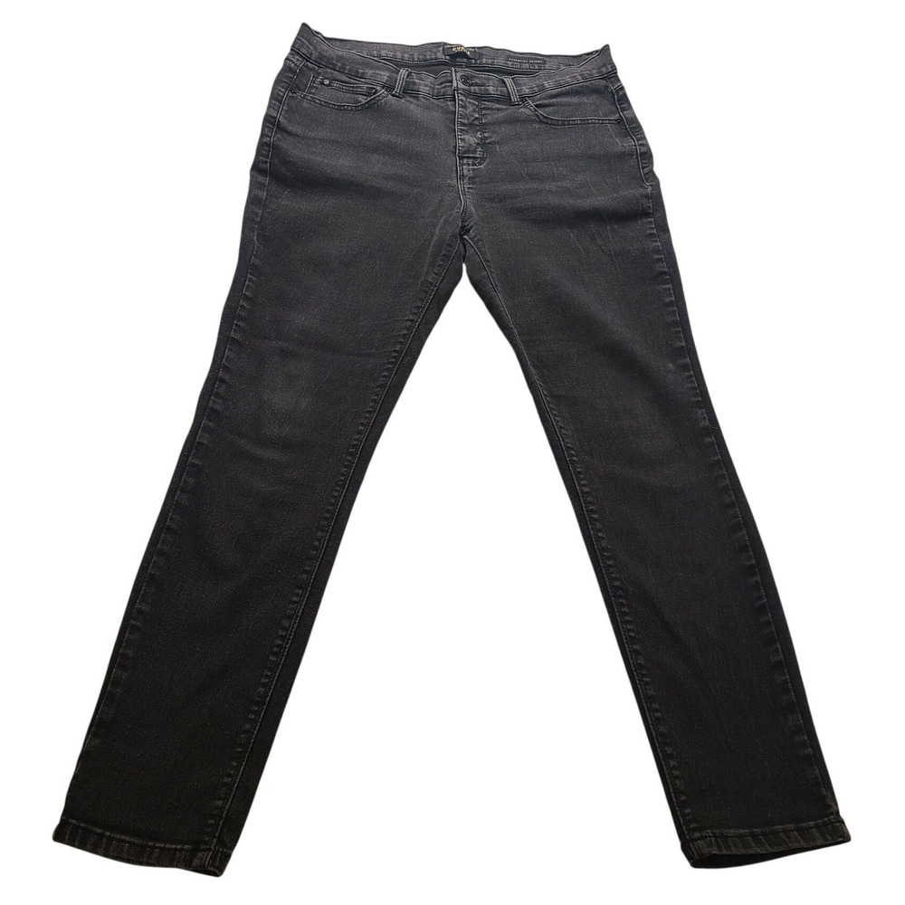 Curve Appeal Essential Skinny Jeans Women's Faded Black Size 12/31 Stretch Denim